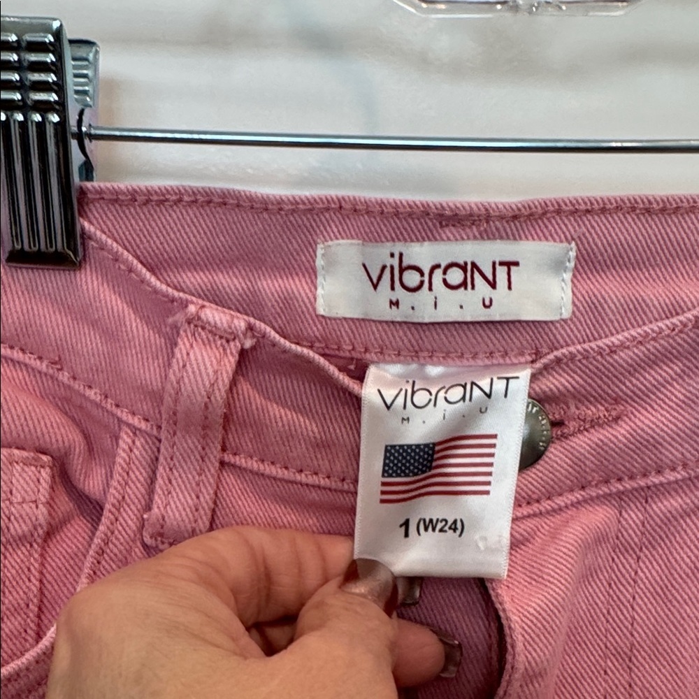 Vibrant Pink Flare Jeans with Distressed Details - Picture 2 of 5